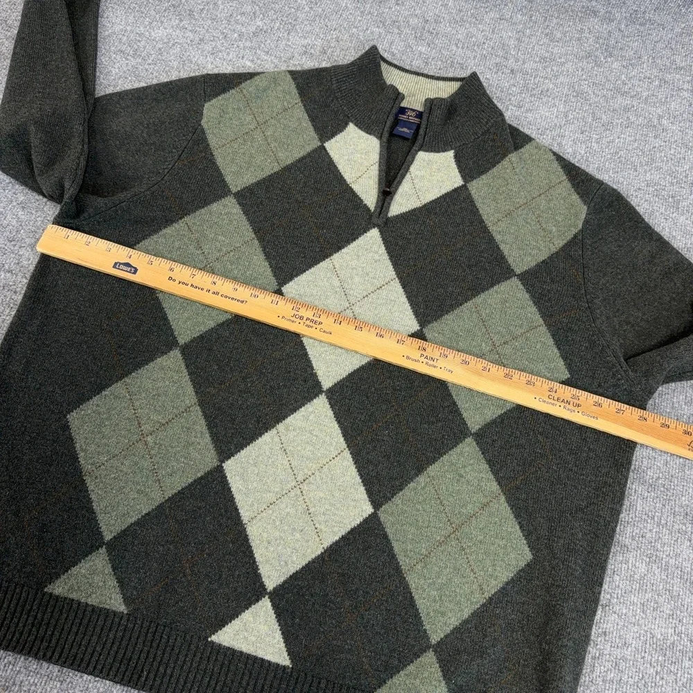 Brooks Brothers 346 Scottish Lambswool Argyle 1/4 Zip Sweater Men 2XL Green Wool